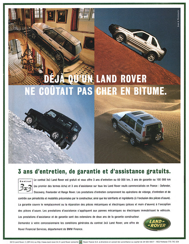 Advert Land Rover 1999